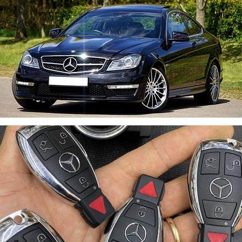 Mercedes-Benz sedan and key fobs